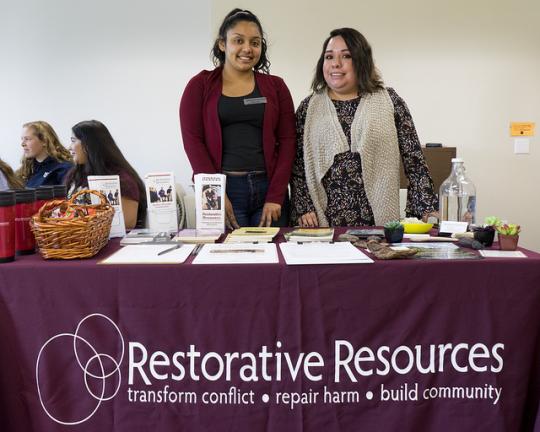 Restorative Resources tabling at the Service and Internship Fair