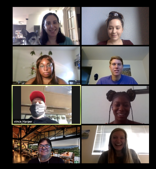 Screenshot of "Just Coffee" Zoom meeting