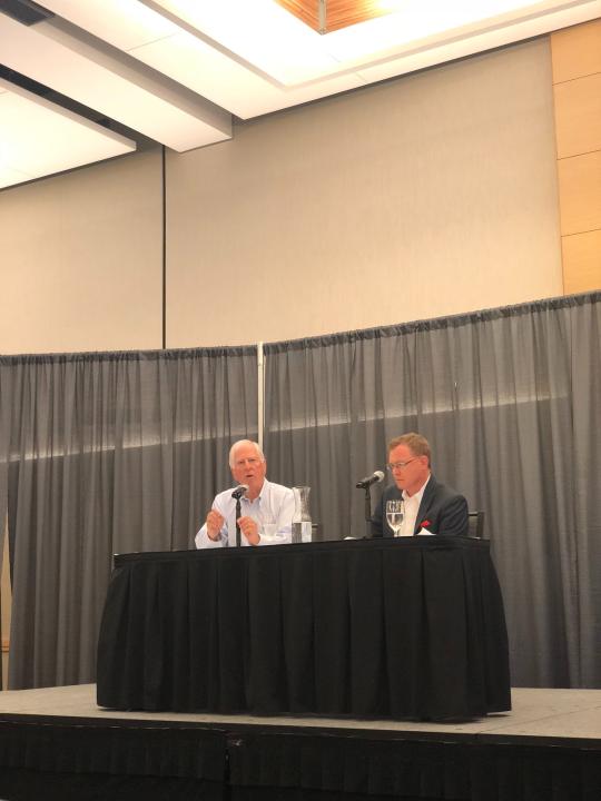 Mike Thompson answering questions at campus event