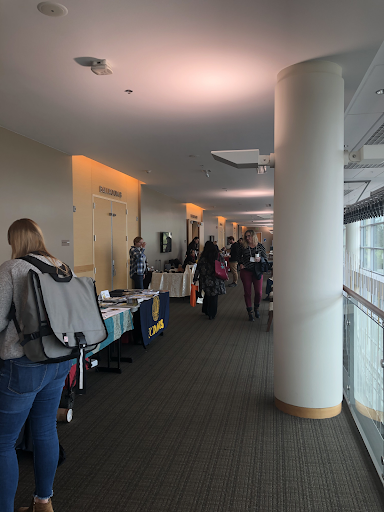 Students outside the Valley rooms in the Student Center