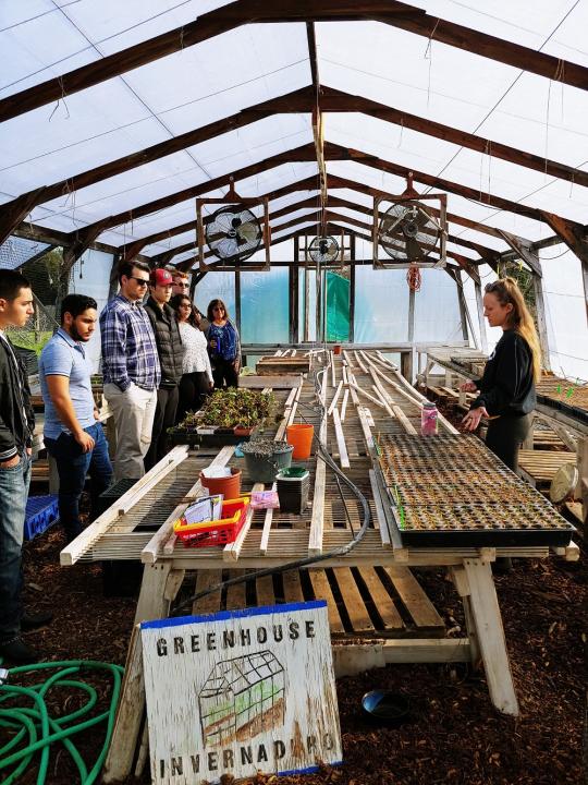 Students at greenhouse project