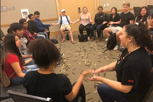 Student circle on Shadow Day