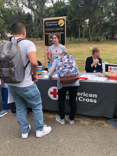 Student at the Red Cross table at the Fair