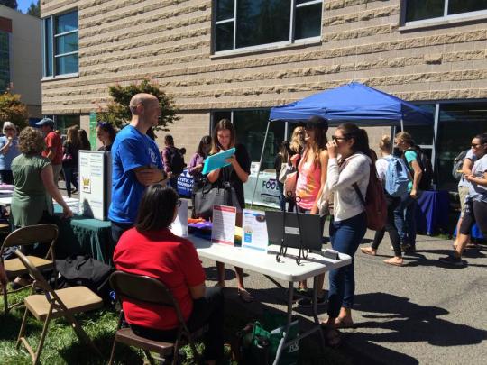 Whitney Chiriboga, Madison Waller, and Megan Kovacevich talking to the Boys & Girls Clubs of Sonoma Valley at the 2016 Fair.