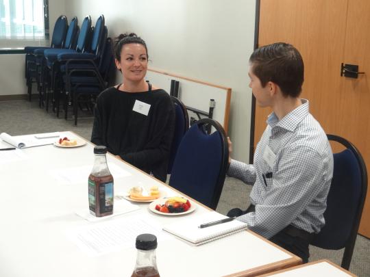 Emily Seder, Assistant Director of the Writing Center, and Kurt Sollanek, an Assistant Professor from the Kinesiology Department