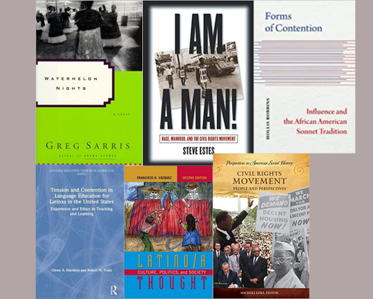 A collage of six different books from SSU faculty