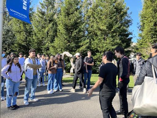 Shadow Day students gathering for instructions