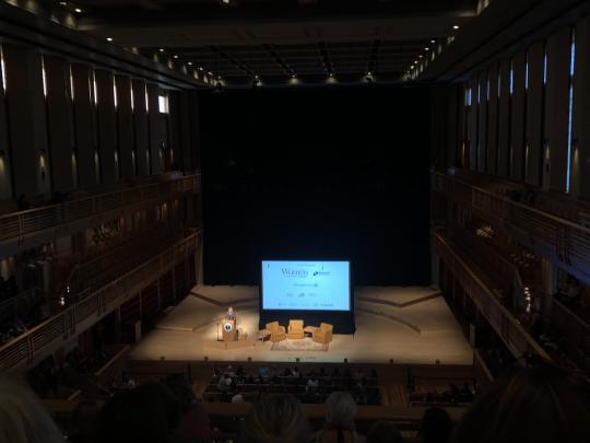 concert hall with a projector