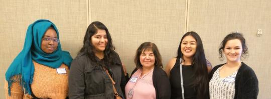 CCE staff and VISTAs attending the 3rd Annual North Bay Womxn of Color Conference. [from left to right: Ashley Simon, Elizabeth Villaseñor, Caroline Bañuelos, Pam Rivas, and Suzie Littlewood]