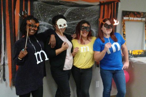 Marcela Ibarra, Elizabeth Jones, Kamryn Rayson and Veronica Duarte strike their best pose at selfie station.