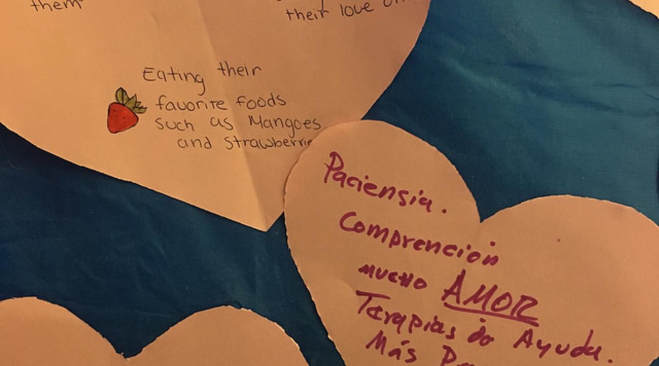 A closeup of hearts for the event