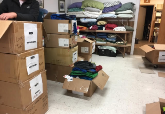 Blankets for evacuees, provided by a local shelter